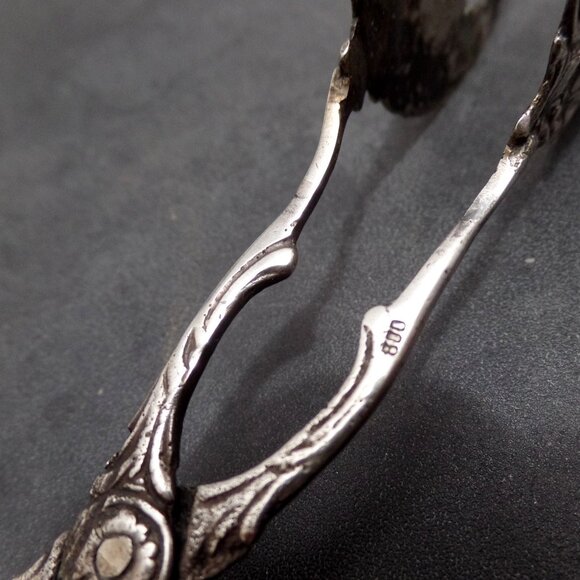 Vintage 800 Silver Serving Scissor Tong Pastry Server - Picture 11 of 15